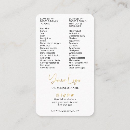 歯の白と金ゴールドの気に指示 名刺 (裏面)