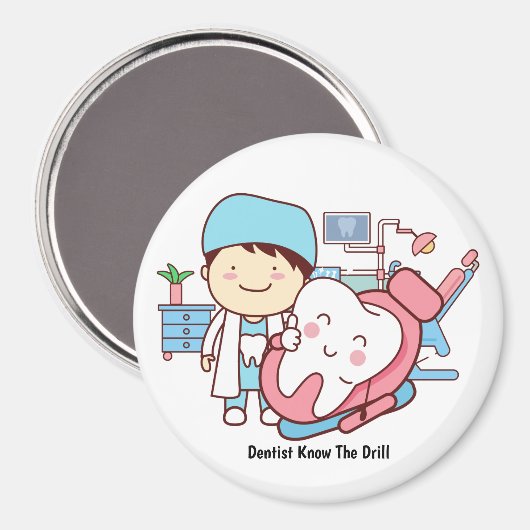 歯の磁石を持つアニメートされた歯科医 マグネット (正面/裏面)