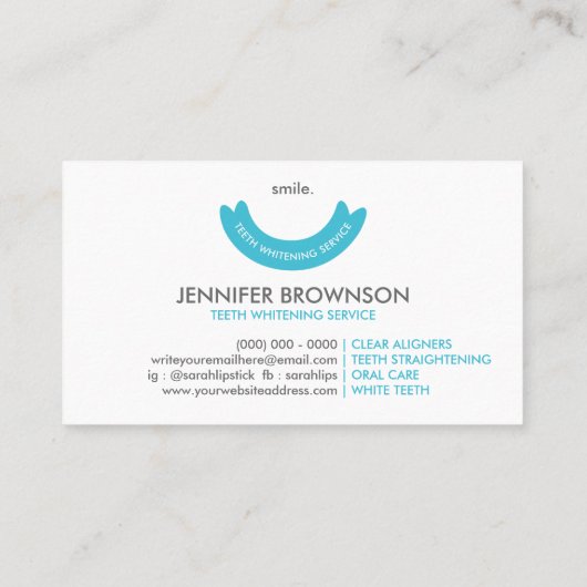 歯の美白サーミニマルビス気に口 名刺 (裏面)