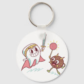 歯の英雄vsバクテリアのモンスターおもしろい歯科漫画 キーホルダー (正面)