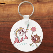 歯の英雄vsバクテリアのモンスターおもしろい歯科漫画 キーホルダー (正面)