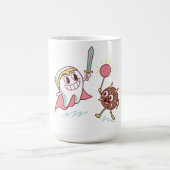 歯の英雄vsバクテリアのモンスターおもしろい歯科漫画 コーヒーマグカップ (中央)