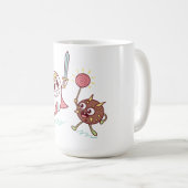 歯の英雄vsバクテリアのモンスターおもしろい歯科漫画 コーヒーマグカップ (正面右)