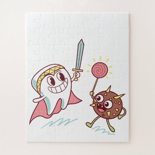 歯の英雄vsバクテリアのモンスターおもしろい歯科漫画 ジグソーパズル (縦)