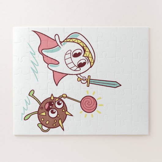 歯の英雄vsバクテリアのモンスターおもしろい歯科漫画 ジグソーパズル (横)