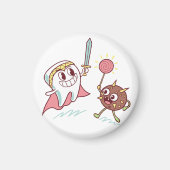 歯の英雄vsバクテリアのモンスターおもしろい歯科漫画 マグネット (正面)