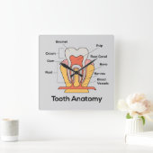 歯の解剖学的クロック スクエア壁時計 (ホーム)