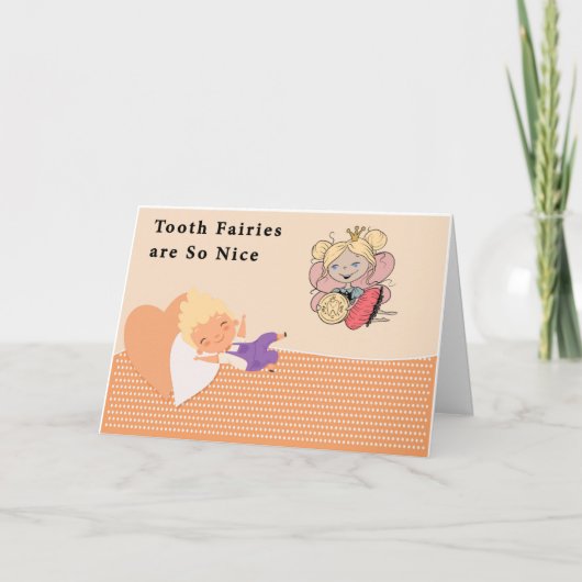 歯の離れ妖精の少年のための金 カード (正面)
