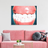 歯や歯茎のある人間の口の正面 キャンバスプリント (インサイチュ (リビング))