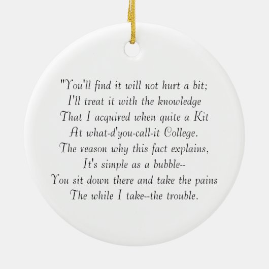 歯を引っ張っている歯科医猫 セラミックオーナメント (裏面)