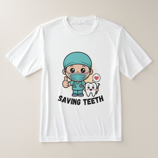 歯を救う歯医者のTシャツ : 面白いデザイン Tシャツ (レイダウン)