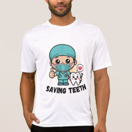 歯を救う歯医者のTシャツ : 面白いデザイン Tシャツ