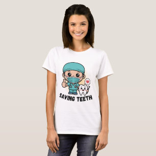 歯を救う面白い歯医者シャツ :SAVING TEETH Tシャツ