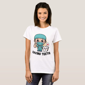 歯を救う面白い歯医者シャツ :SAVING TEETH Tシャツ