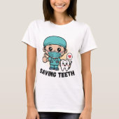 歯を救う面白い歯医者シャツ :SAVING TEETH Tシャツ (正面)