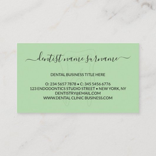 歯を白くする歯科クリニックモダングリーン 名刺 (裏面)