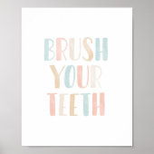歯を磨くニュートラルキッズバスルームポスター ポスター (正面)