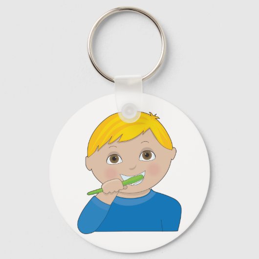 歯を磨く少年 キーホルダー (正面)