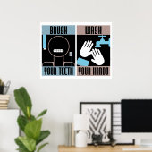 歯を磨く手を洗うレトロなポスター ポスター (ホームオフィス)