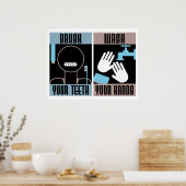 歯を磨く手を洗うレトロなポスター ポスター (キッチン)