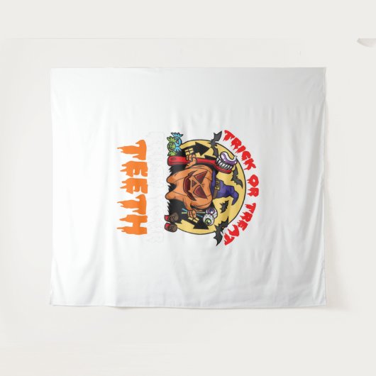 歯を磨く歯科おもしろい衛生士パン タペストリー (正面(横))