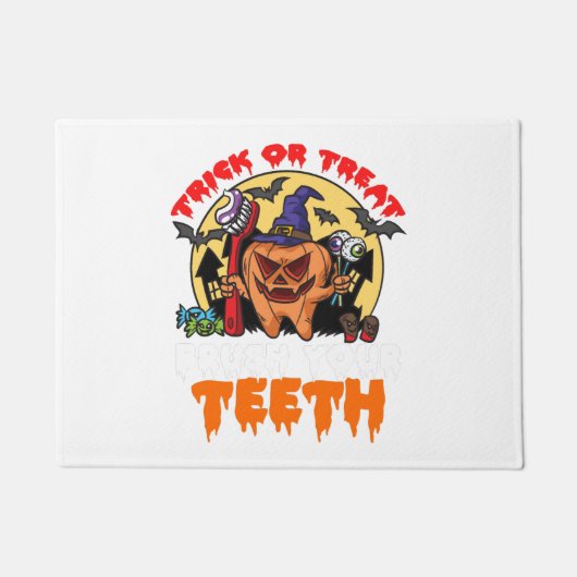 歯を磨く歯科おもしろい衛生士パン ドアマット (正面)