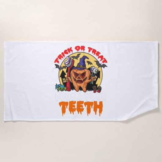 歯を磨く歯科おもしろい衛生士パン ビーチタオル (正面)