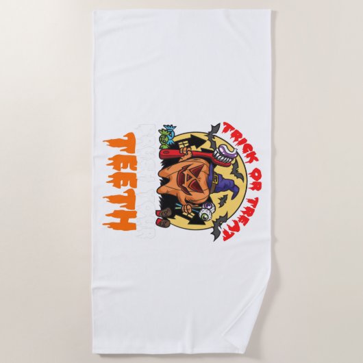 歯を磨く歯科おもしろい衛生士パン ビーチタオル (正面)