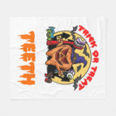 歯を磨く歯科おもしろい衛生士パン フリースブランケット (正面(横))