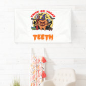 歯を磨く歯科おもしろい衛生士パン 横断幕 (インサイチュ)