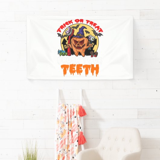 歯を磨く歯科おもしろい衛生士パン 横断幕 (インサイチュ)