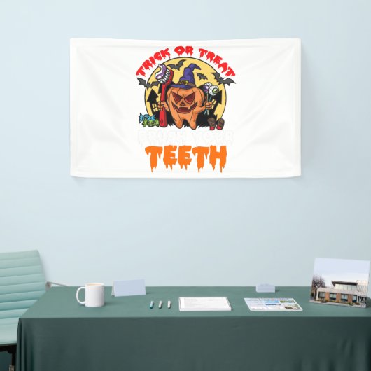 歯を磨く歯科おもしろい衛生士パン 横断幕 (トレードショー)