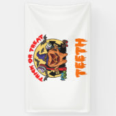 歯を磨く歯科おもしろい衛生士パン 横断幕 (縦)