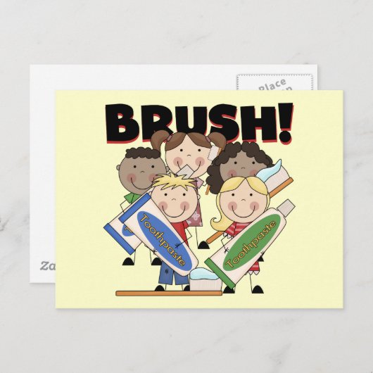 歯を磨くTシャツとギフト ポストカード (正面/裏面)