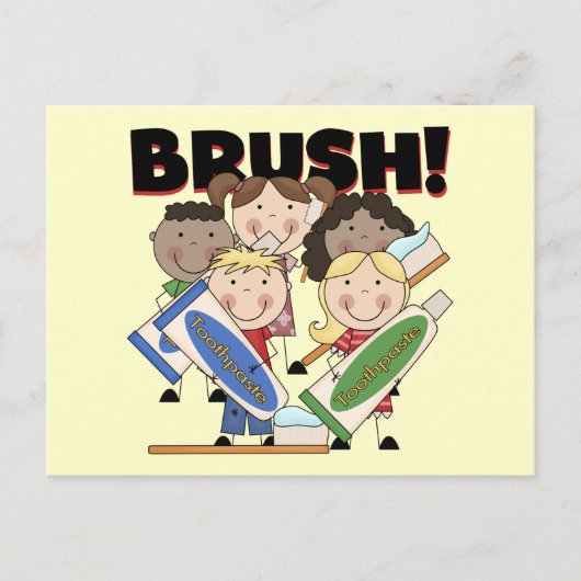 歯を磨くTシャツとギフト ポストカード (正面)