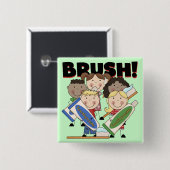 歯を磨くTシャツとギフト 缶バッジ (正面&裏面)