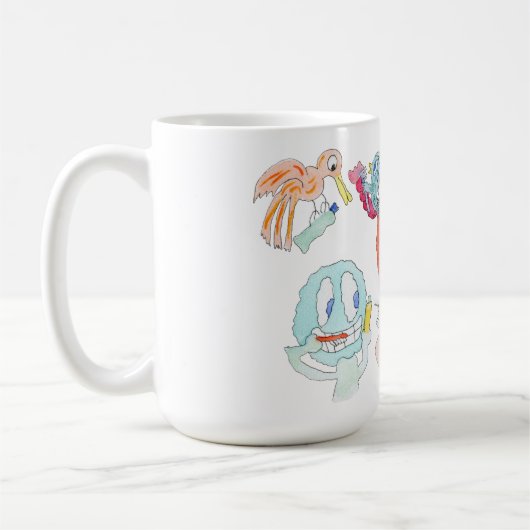 歯を磨け、小さなモンスター! コーヒーマグカップ (左)