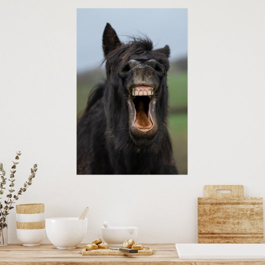 歯を見せる馬 ポスター (キッチン)
