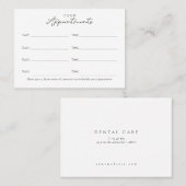 歯エレガント科、歯科アポイントメントカード 予約カード (正面/裏面)