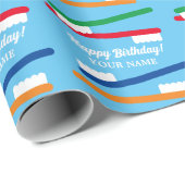 歯カラフルブラシのパタカスタムーン誕生日 ラッピングペーパー (ロールコーナー)