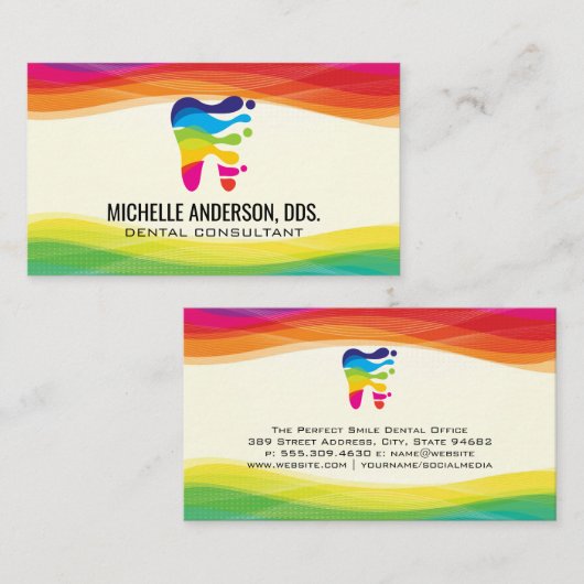 歯カラフルモダンロゴ 名刺 (正面/裏面)