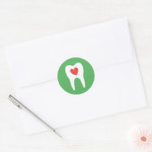 歯シルエットラブハート歯科シール ラウンドシール (封筒)