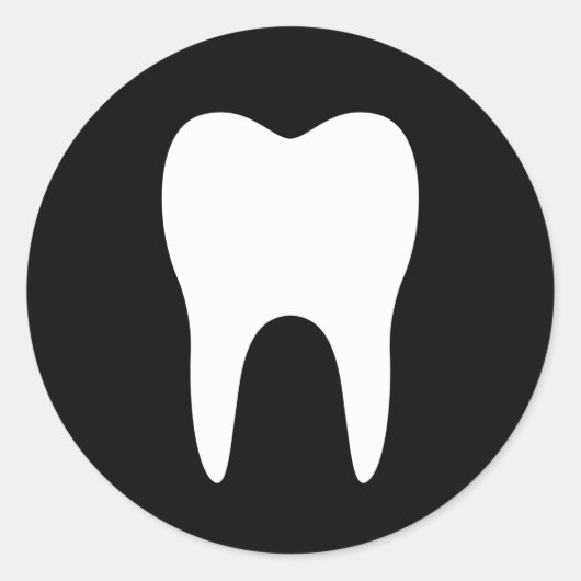 歯シルエット黒歯科ステッカー ラウンドシール (正面)