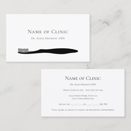 歯シンプルブラシ歯科アポイントメントアラーム 予約カード (正面/裏面)