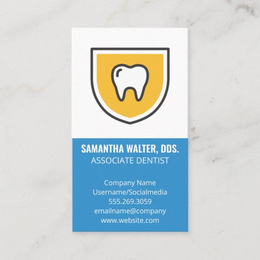 歯シールドアイコン |歯医者の関連付け 名刺 (正面)