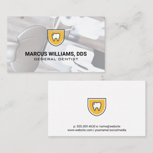 歯シールドアイコン |歯医者 名刺 (正面/裏面)
