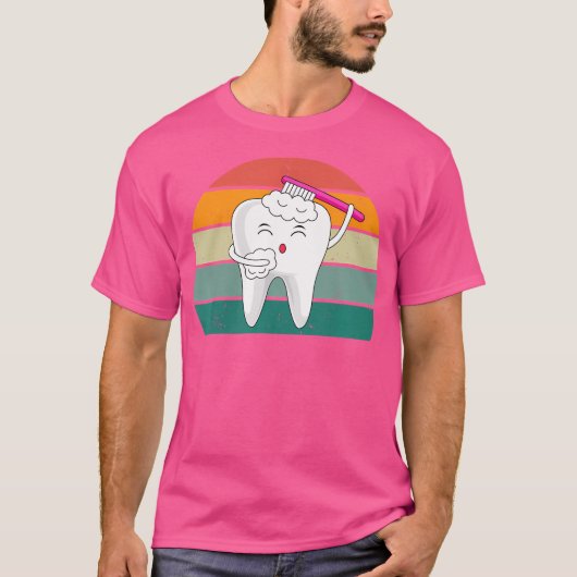 歯ドリル舌ガム歯科患者医師 Tシャツ (正面)