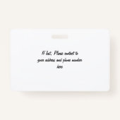 歯パーソナライズされた科の名前と仕事(歯) バッジ (裏面)