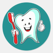 歯ブラシでかわいいマンガの歯を幸せに ラウンドシール (正面)