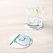 歯ブラシでかわいい漫画の歯ブラッシング ラウンドペーパーコースター (インサイチュ)